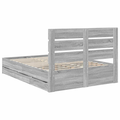 Struttura del letto con cassetto Grigio Sonoma 150 x 200 cm | homemem39
