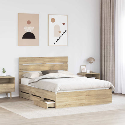 Struttura del letto con cassetto Rovere Sonoma 140 x 200 cm | homemem39