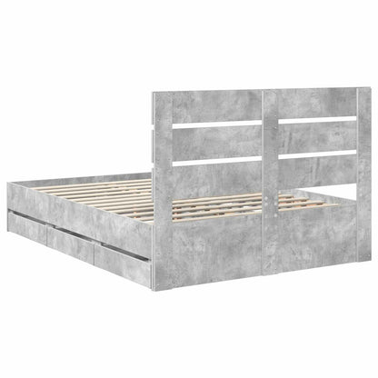 Struttura del letto con cassetto Grigio cemento 140 x 200 cm | homemem39