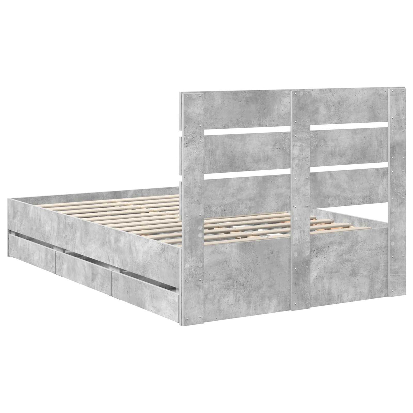 Struttura del letto con cassetto Grigio cemento 135 x 190 cm
