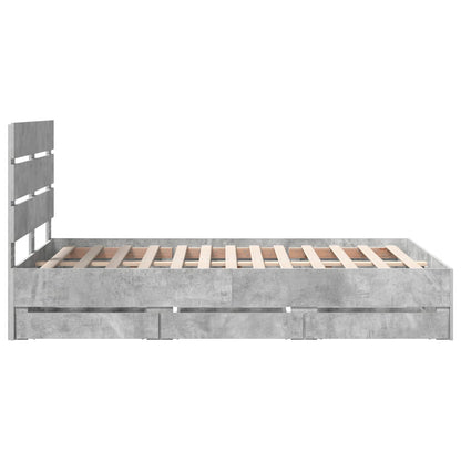 Struttura del letto con cassetto Grigio cemento 135 x 190 cm