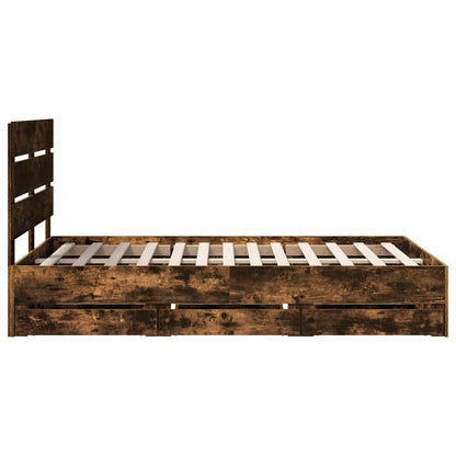 Struttura del letto con cassetto Rovere fumé 135 x 190 cm