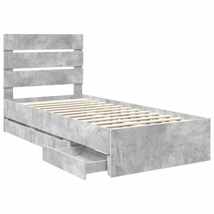 Struttura del letto con cassetto Grigio cemento 90 x 190 cm | homemem39