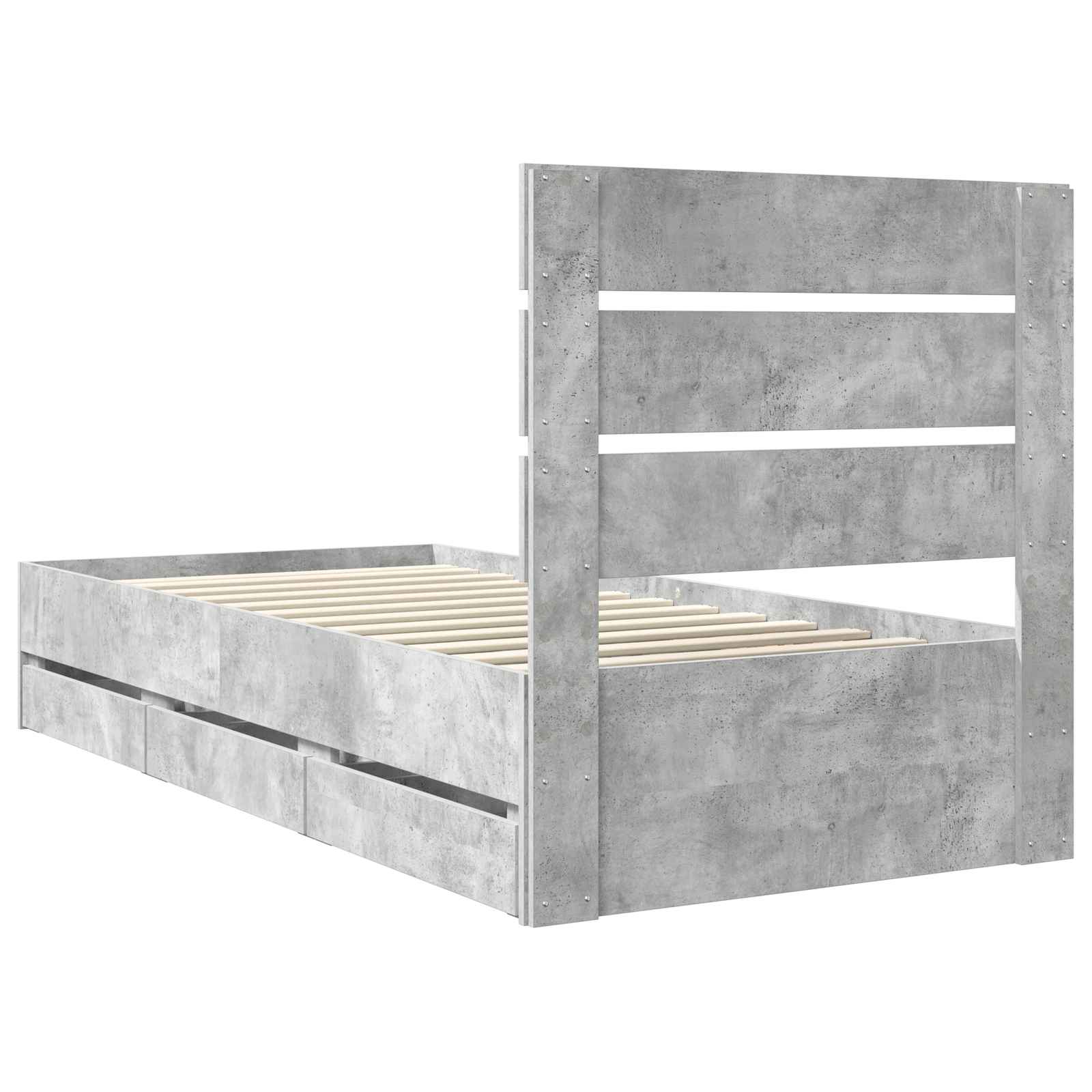 Struttura del letto con cassetto Grigio cemento 90 x 190 cm | homemem39