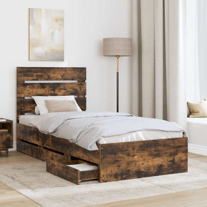 Struttura del letto con cassetto Rovere fumé 90 x 190 cm | homemem39