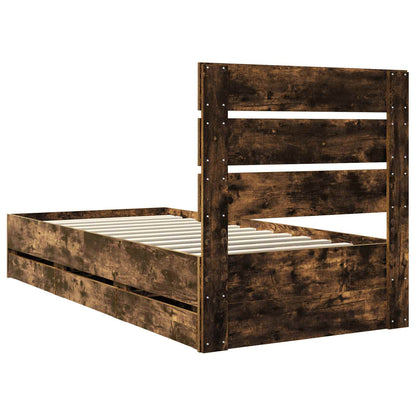 Struttura del letto con cassetto Rovere fumé 90 x 190 cm | homemem39