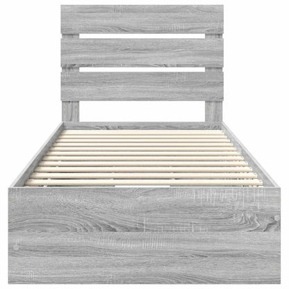 Struttura del letto con cassetto Grigio Sonoma 90 x 190 cm | homemem39