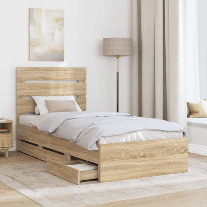 Struttura del letto con cassetto Rovere Sonoma 75 x 190 cm