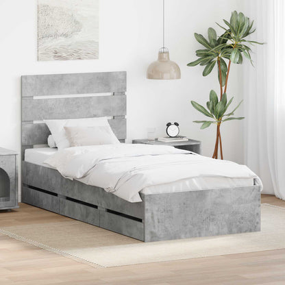 Struttura del letto con cassetto Grigio cemento 75 x 190 cm | homemem39