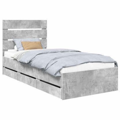 Struttura del letto con cassetto Grigio cemento 75 x 190 cm | homemem39