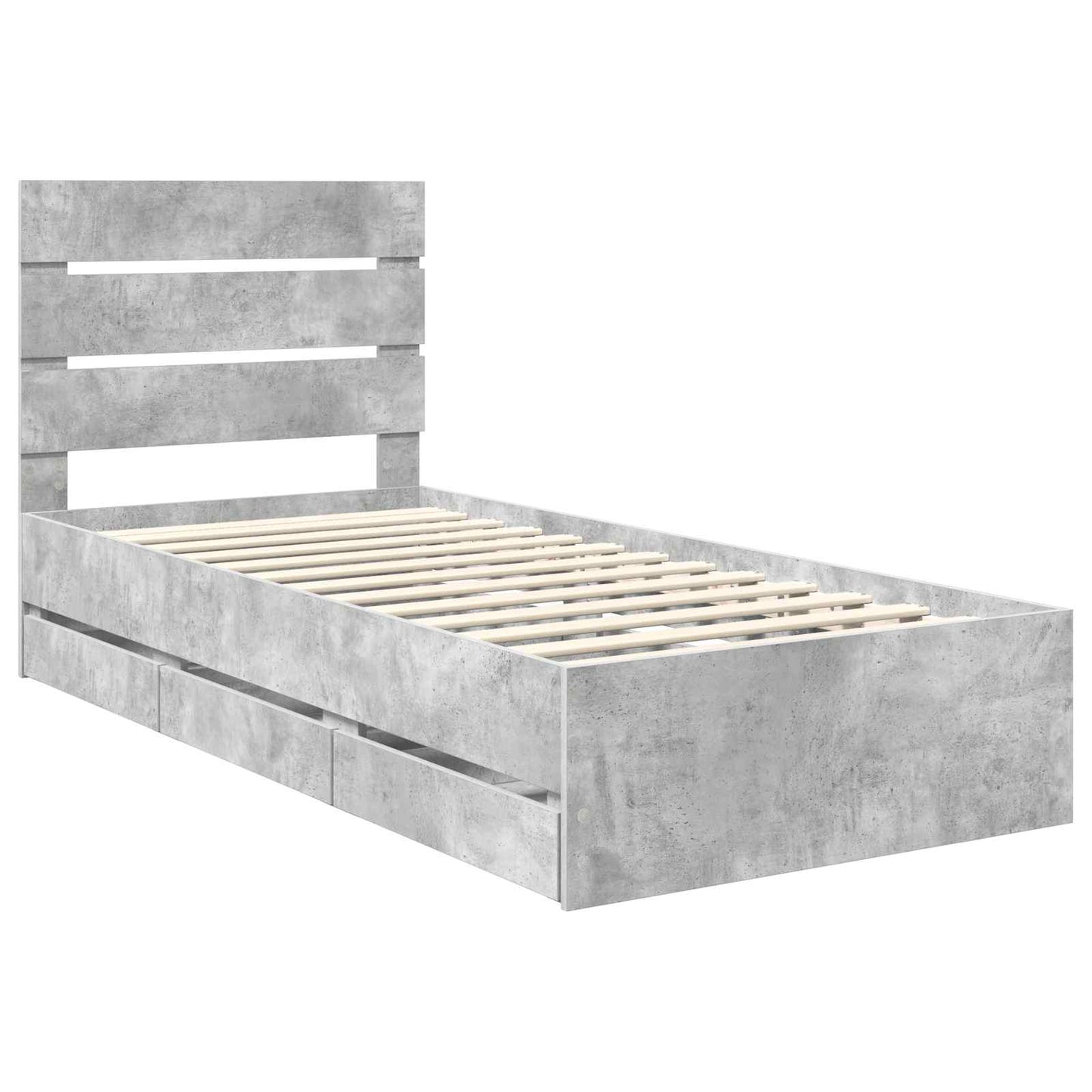 Struttura del letto con cassetto Grigio cemento 75 x 190 cm | homemem39