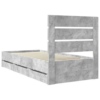 Struttura del letto con cassetto Grigio cemento 75 x 190 cm | homemem39