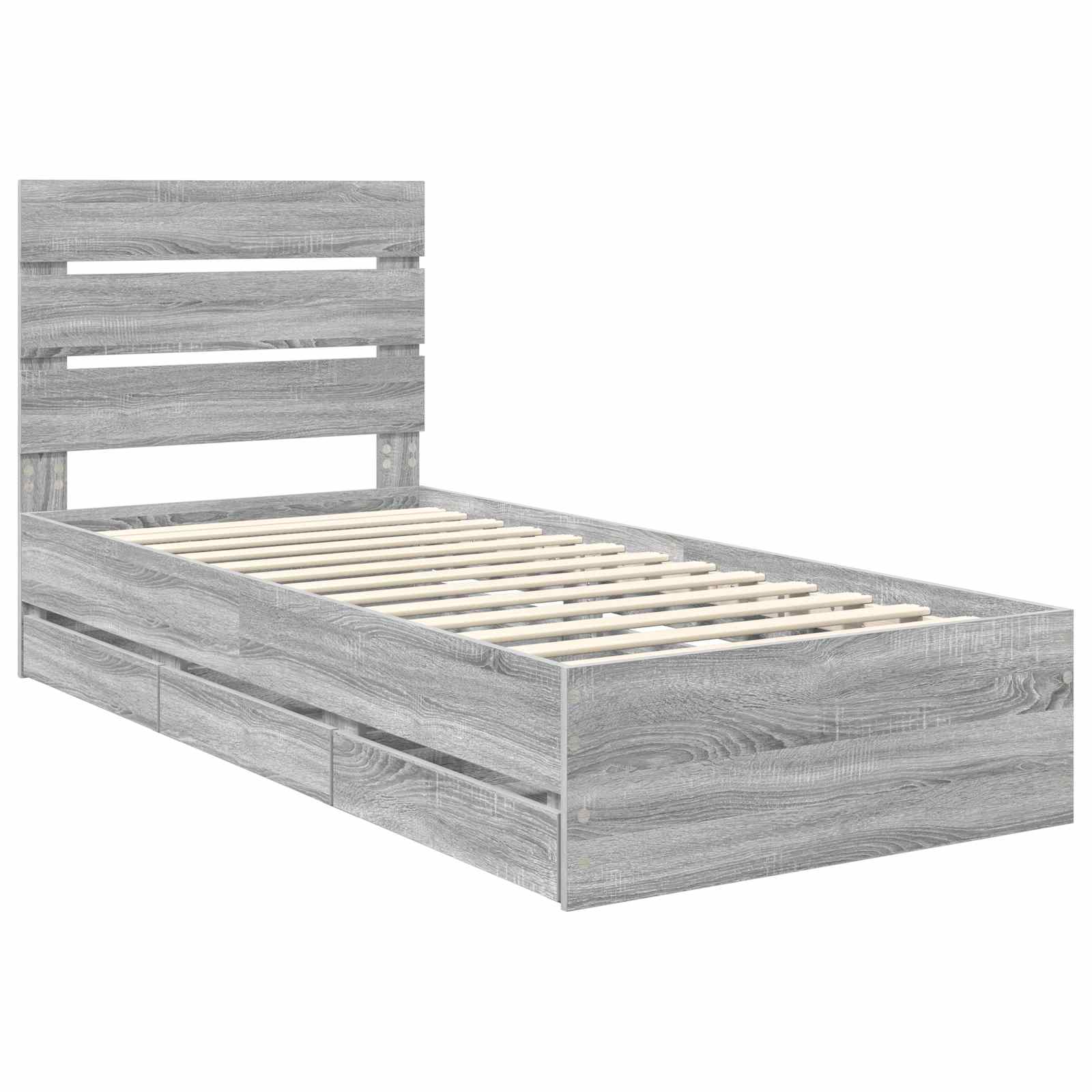 Struttura del letto con cassetto Grigio Sonoma 75 x 190 cm | homemem39