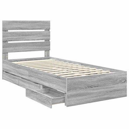 Struttura del letto con cassetto Grigio Sonoma 75 x 190 cm | homemem39