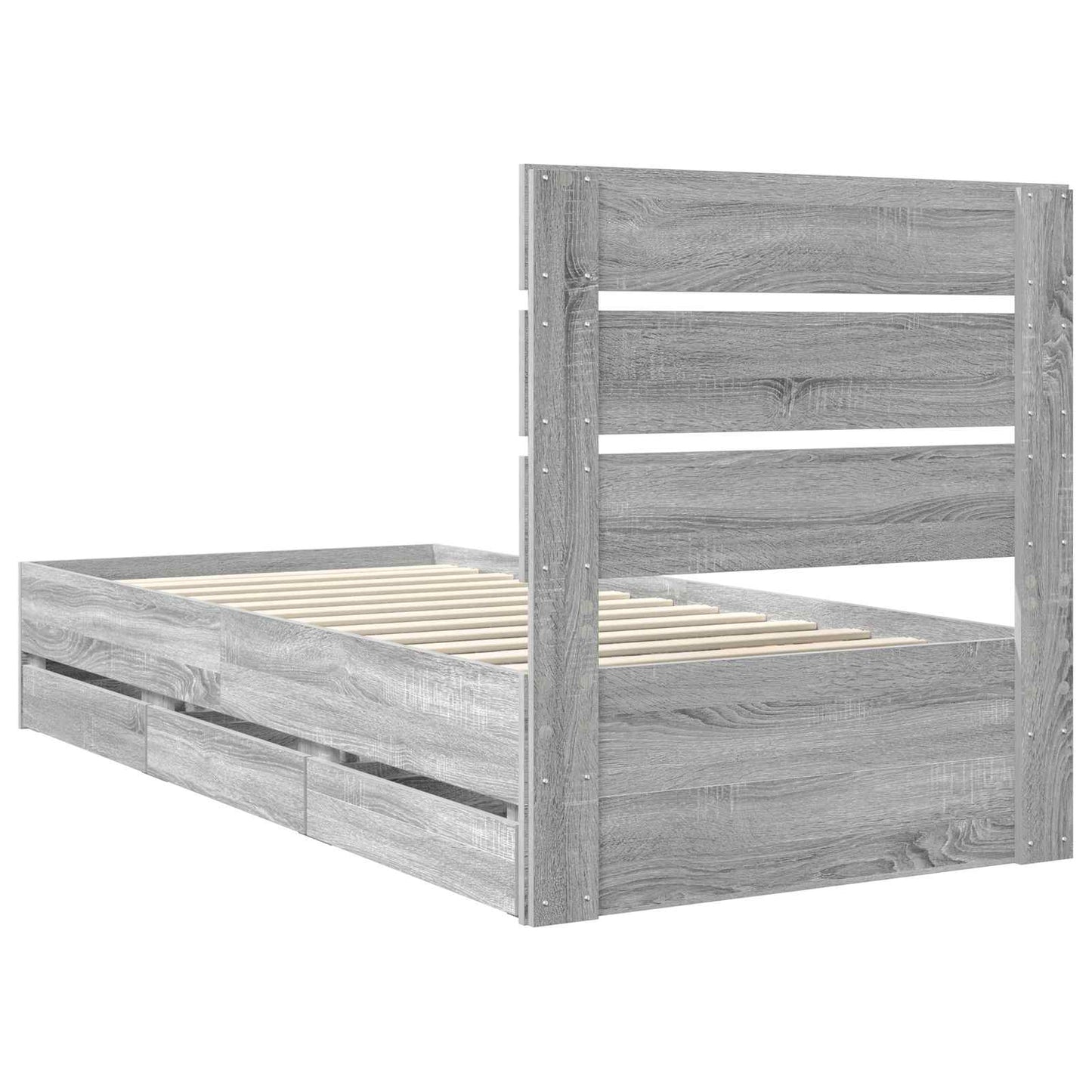 Struttura del letto con cassetto Grigio Sonoma 75 x 190 cm | homemem39