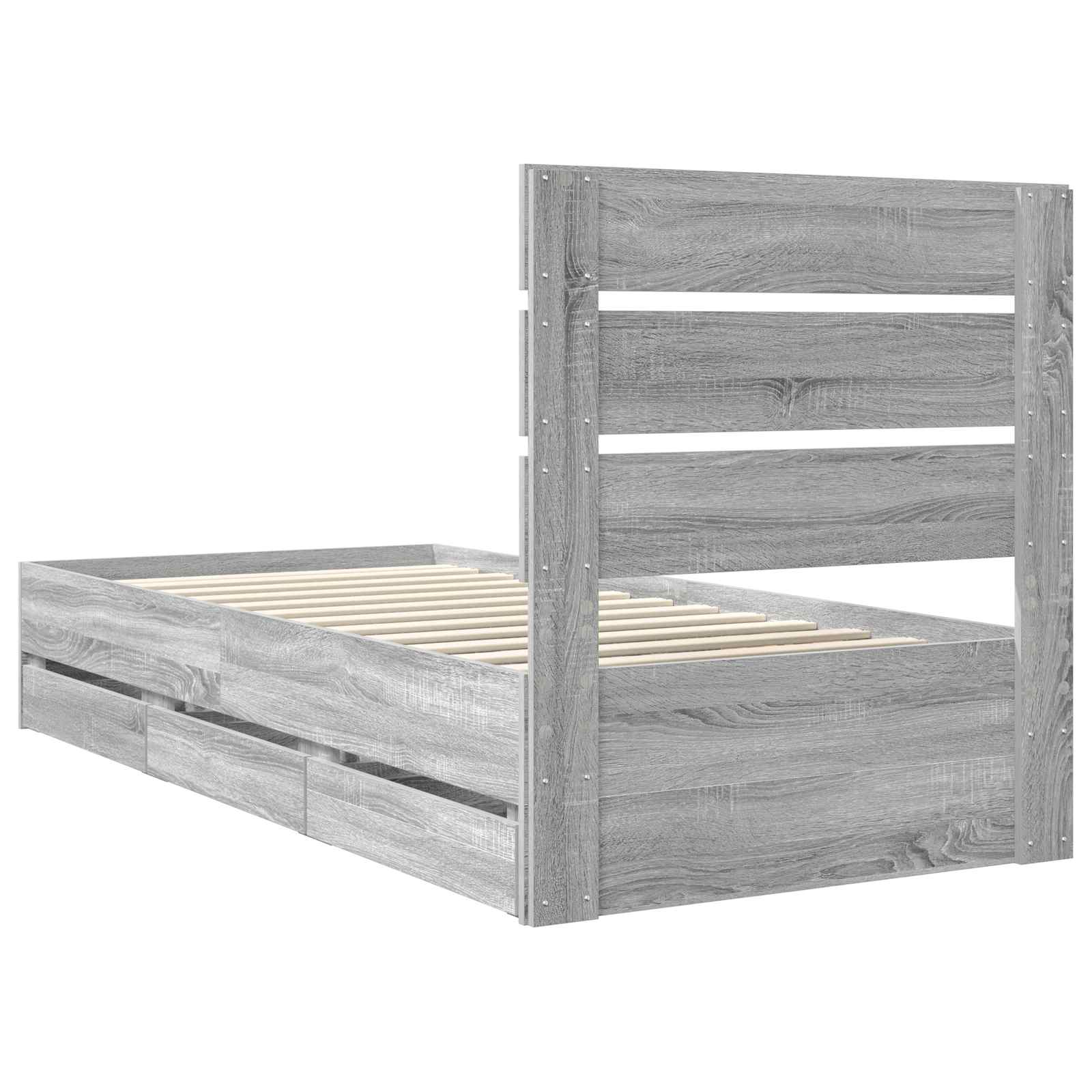 Struttura del letto con cassetto Grigio Sonoma 75 x 190 cm | homemem39