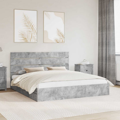 Letto con Contenitore con testiera Grigio cemento 200 x 200 cm | homemem39