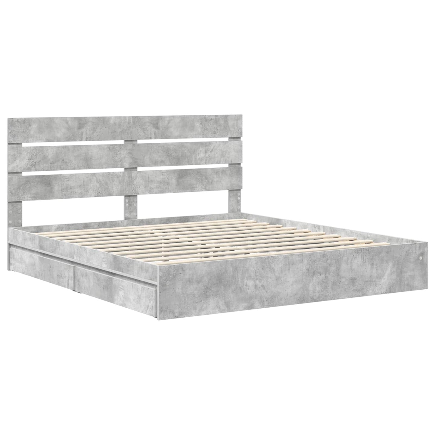 Letto con Contenitore con testiera Grigio cemento 200 x 200 cm | homemem39