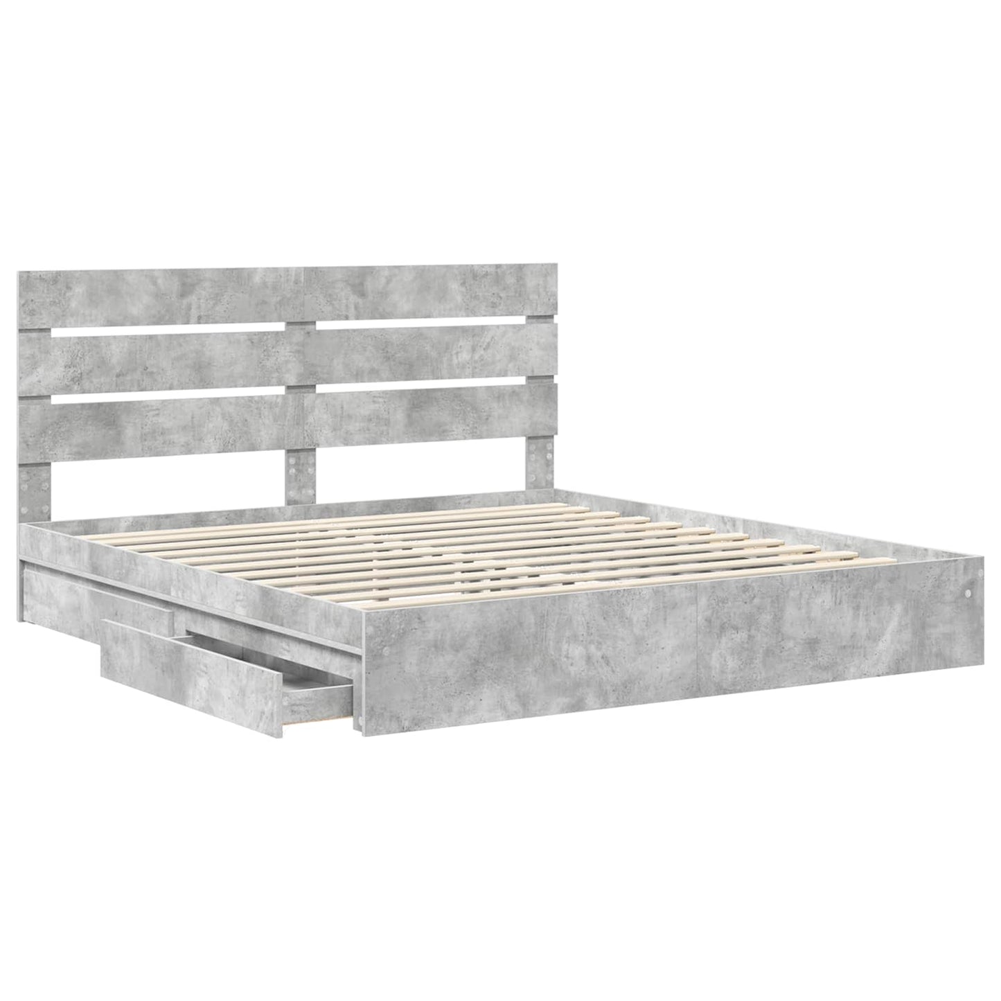 Letto con Contenitore con testiera Grigio cemento 200 x 200 cm | homemem39