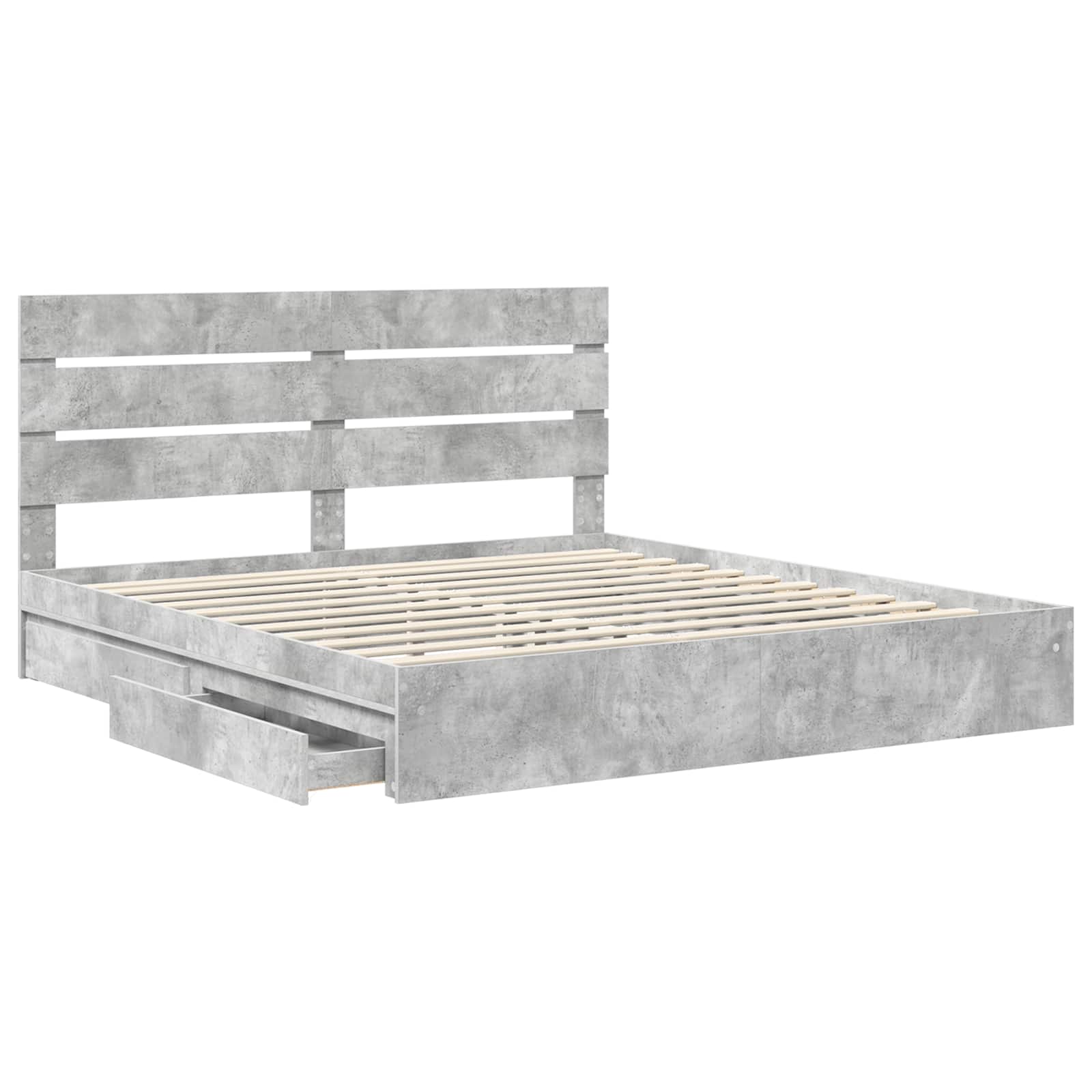 Letto con Contenitore con testiera Grigio cemento 200 x 200 cm | homemem39