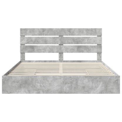 Letto con Contenitore con testiera Grigio cemento 200 x 200 cm | homemem39