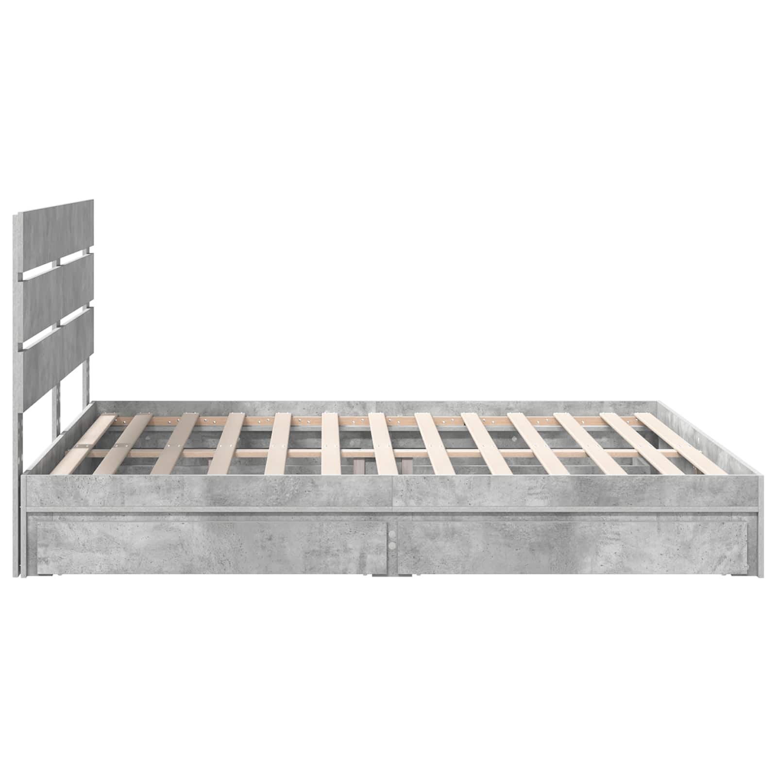 Letto con Contenitore con testiera Grigio cemento 200 x 200 cm | homemem39