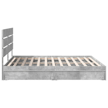 Letto con Contenitore con testiera Grigio cemento 200 x 200 cm | homemem39