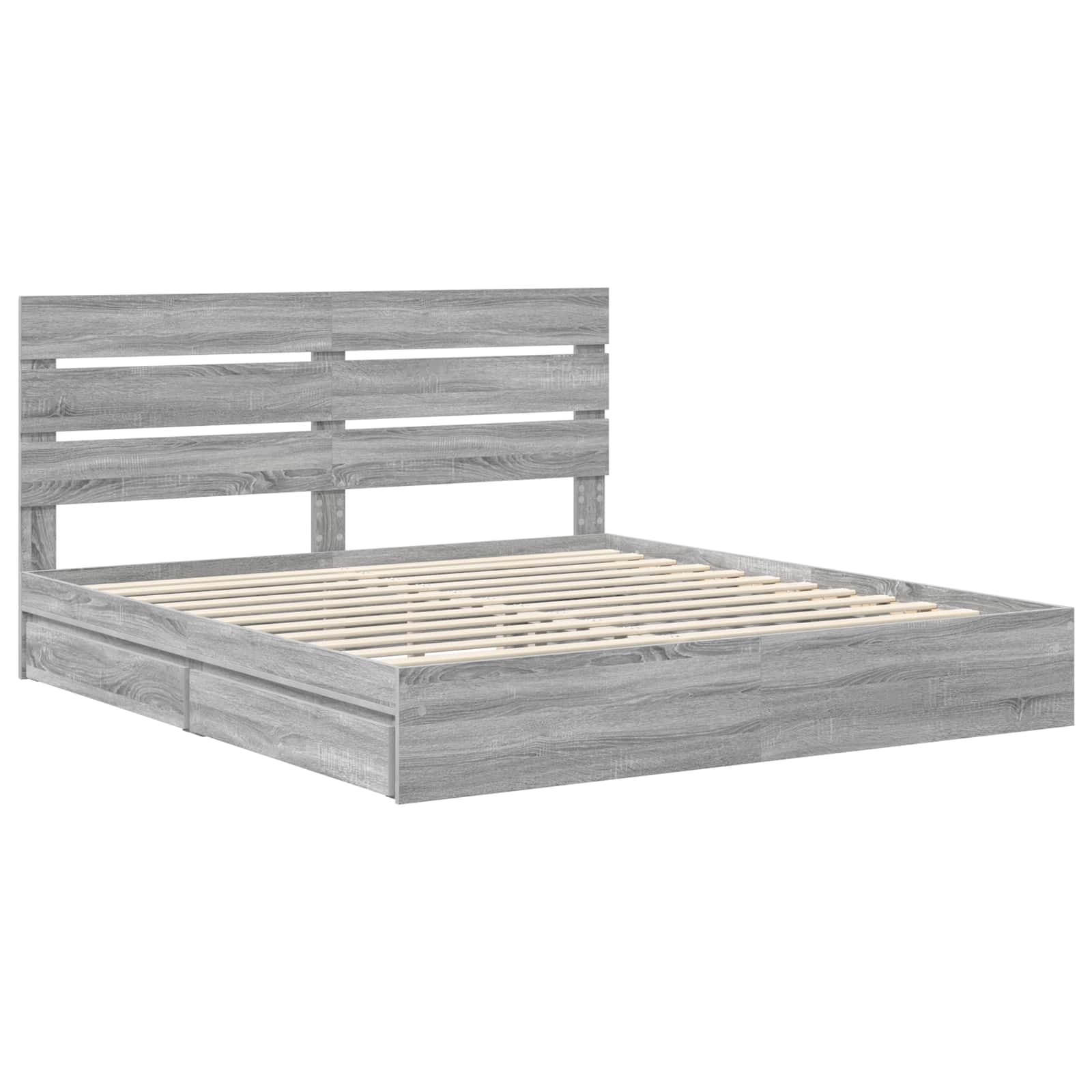 Letto con Contenitore con testiera Grigio Sonoma 200 x 200 cm | homemem39
