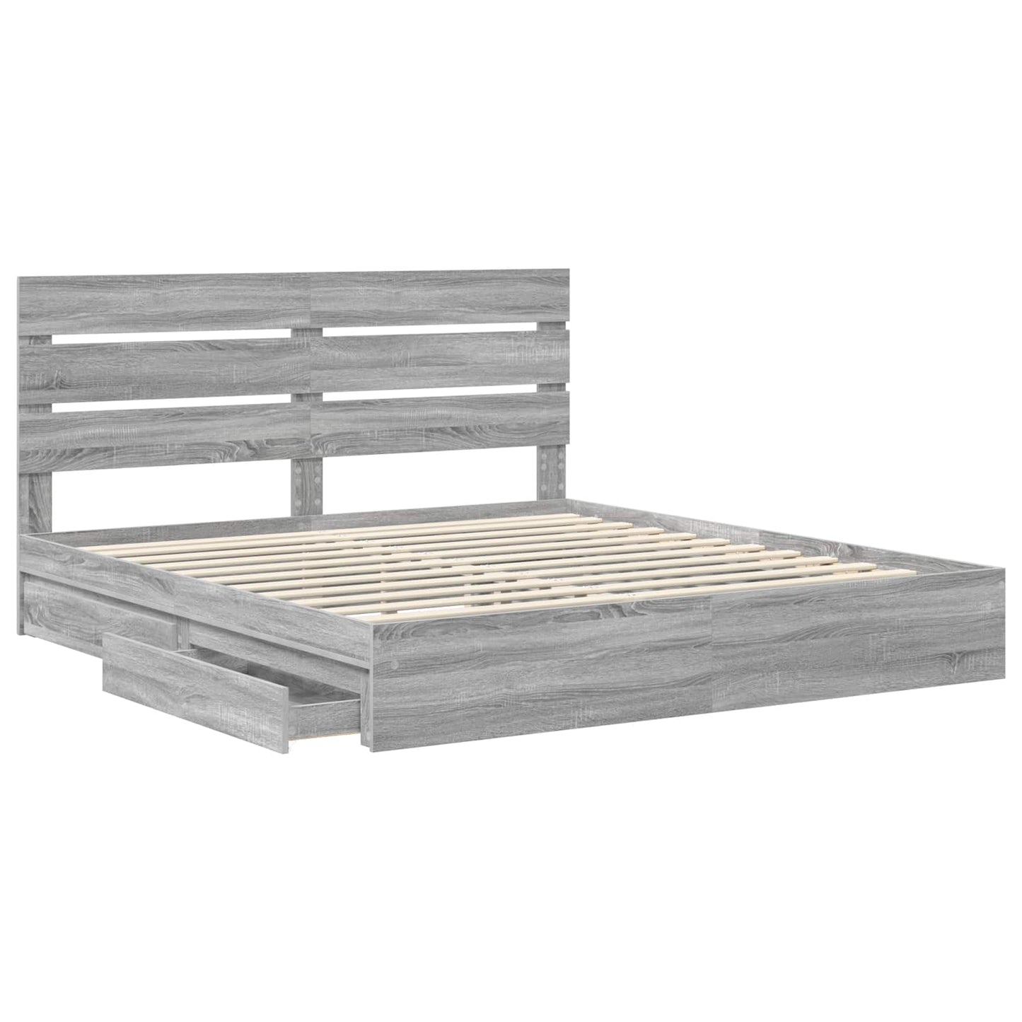 Letto con Contenitore con testiera Grigio Sonoma 200 x 200 cm | homemem39