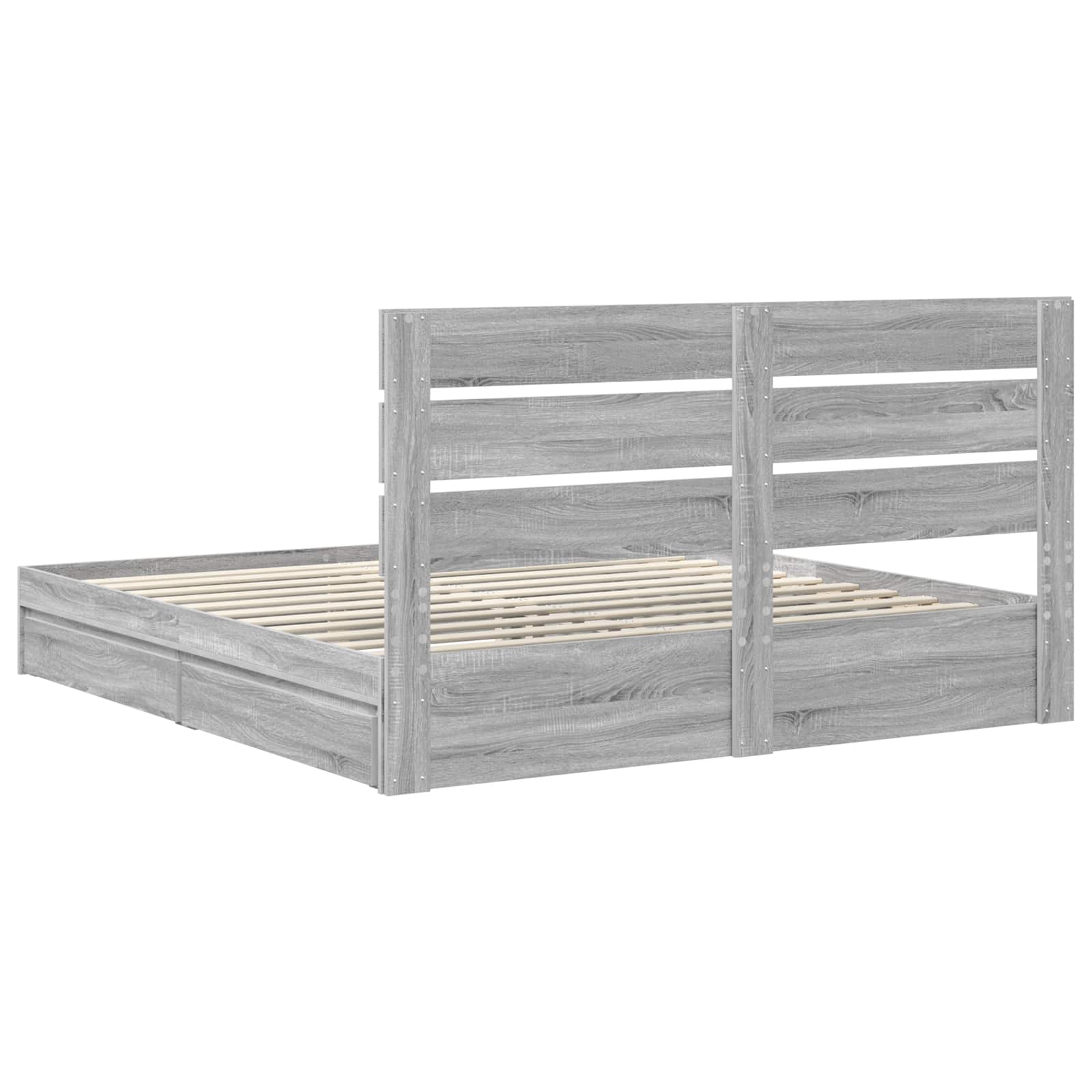Letto con Contenitore con testiera Grigio Sonoma 200 x 200 cm | homemem39