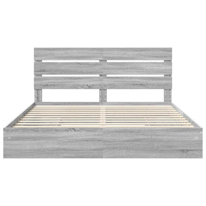 Letto con Contenitore con testiera Grigio Sonoma 200 x 200 cm | homemem39