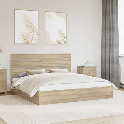 Letto con Contenitore con testiera Rovere Sonoma 180 x 200 cm