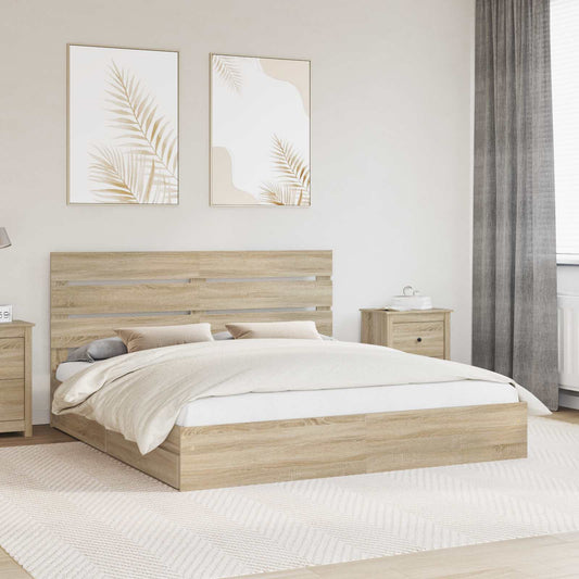 Letto con Contenitore con cassetto Rovere Sonoma 180 x 200 cm
