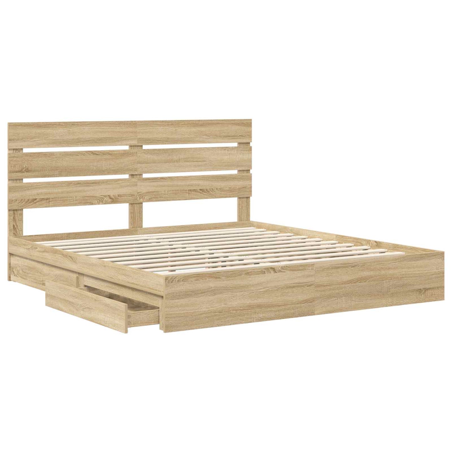 Letto con Contenitore con testiera Rovere Sonoma 180 x 200 cm | homemem39