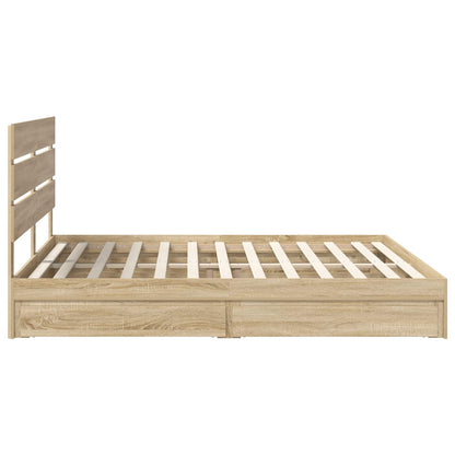 Letto con Contenitore con testiera Rovere Sonoma 180 x 200 cm | homemem39