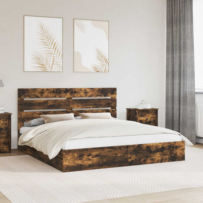 Letto con Contenitore con testiera Rovere fumé 180 x 200 cm