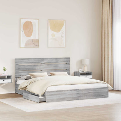 Letto con Contenitore con testiera Grigio Sonoma 180 x 200 cm