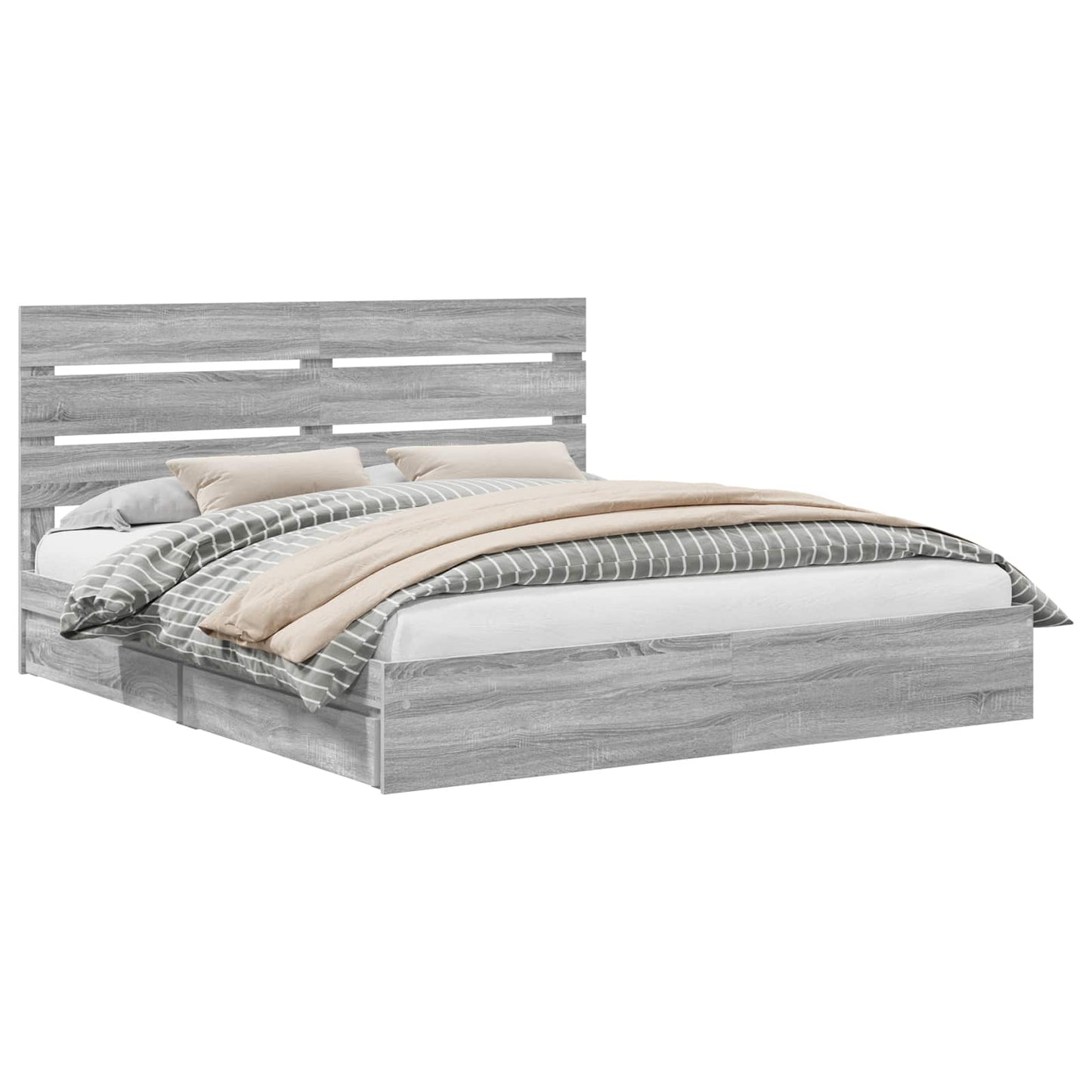 Letto con Contenitore con testiera Grigio Sonoma 180 x 200 cm