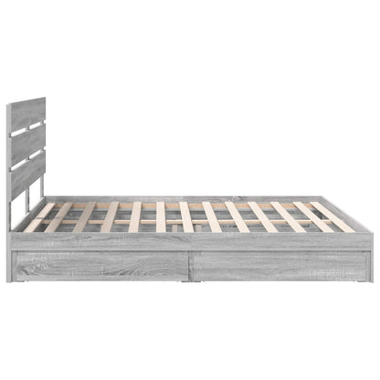 Letto con Contenitore con testiera Grigio Sonoma 180 x 200 cm