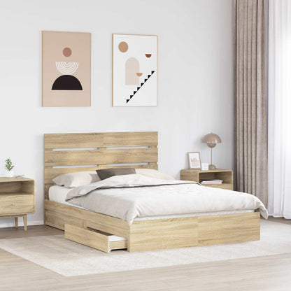 Letto con Contenitore con testiera Rovere Sonoma 160 x 200 cm | homemem39