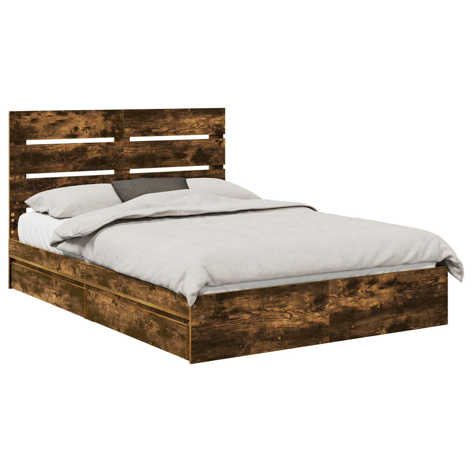 Letto con Contenitore con testiera Rovere fumé 160 x 200 cm | homemem39