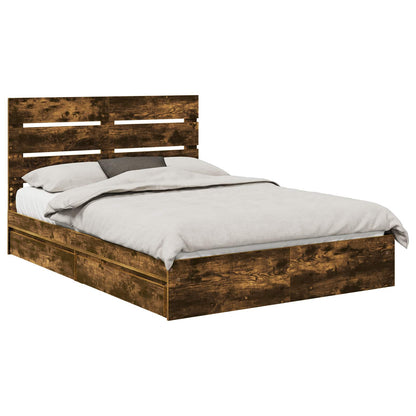 Letto con Contenitore con testiera Rovere fumé 160 x 200 cm | homemem39