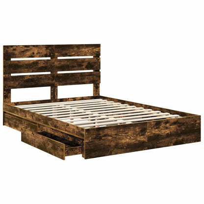 Letto con Contenitore con testiera Rovere fumé 160 x 200 cm | homemem39