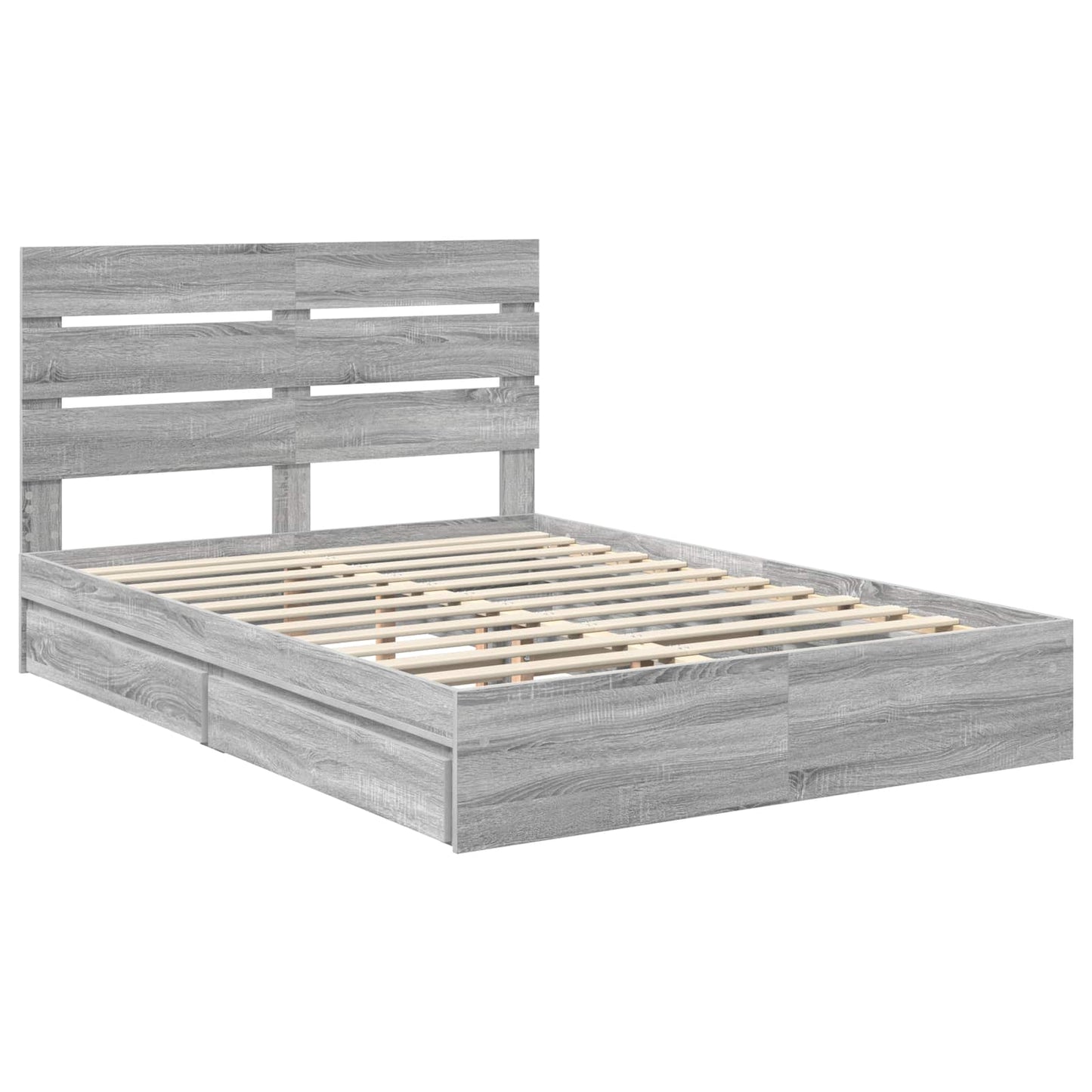 Letto con Contenitore con testiera Grigio Sonoma 160 x 200 cm | homemem39