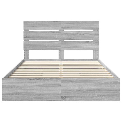 Letto con Contenitore con testiera Grigio Sonoma 160 x 200 cm | homemem39