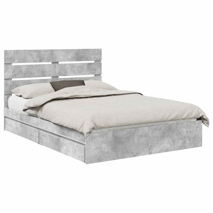 Letto con Contenitore con testiera Grigio cemento 150 x 200 cm | homemem39