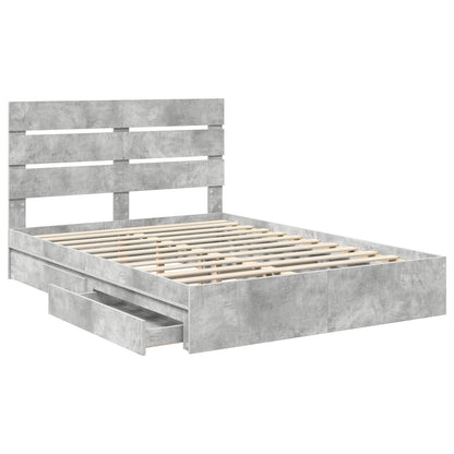 Letto con Contenitore con testiera Grigio cemento 150 x 200 cm | homemem39