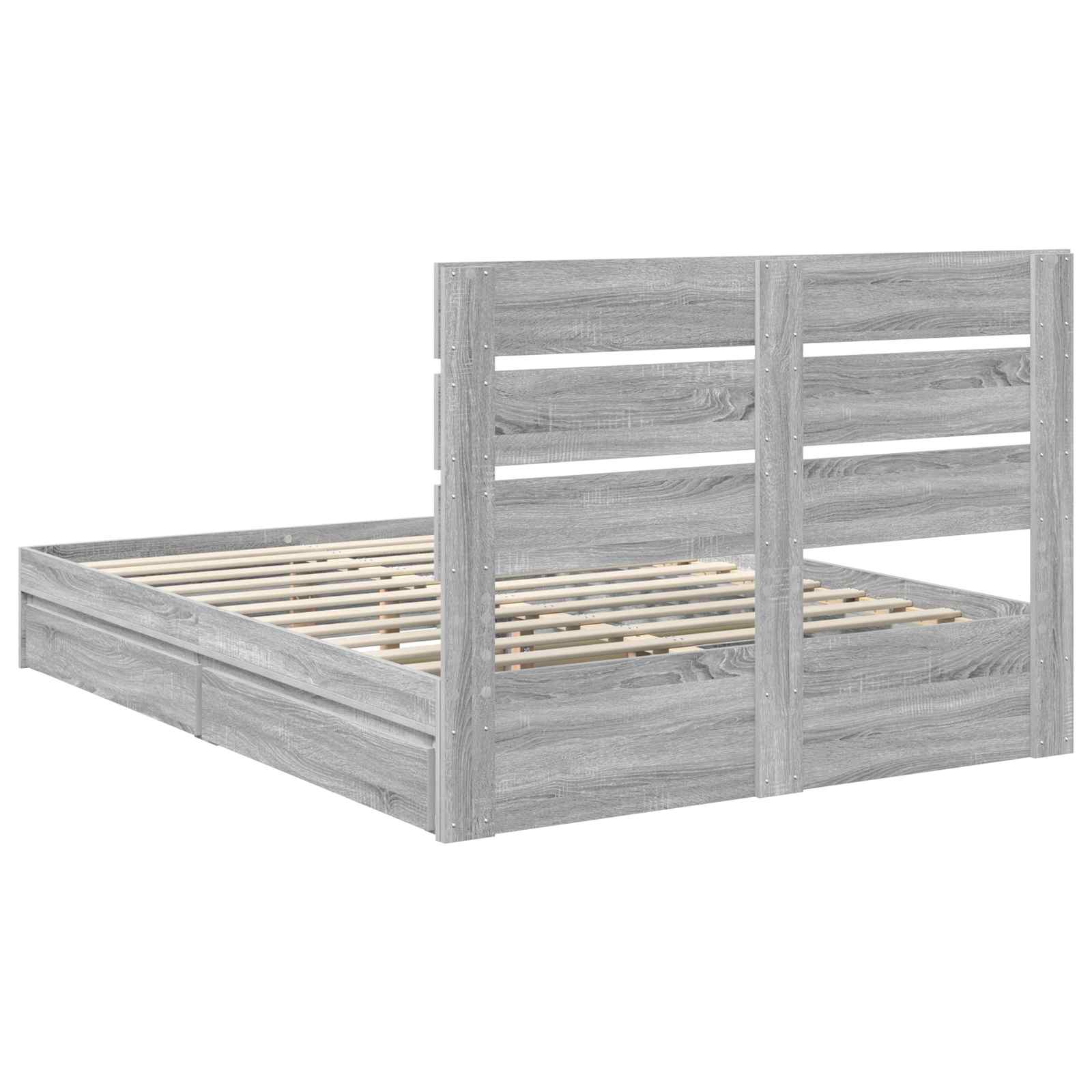 Letto con Contenitore con testiera Grigio Sonoma 150 x 200 cm | homemem39