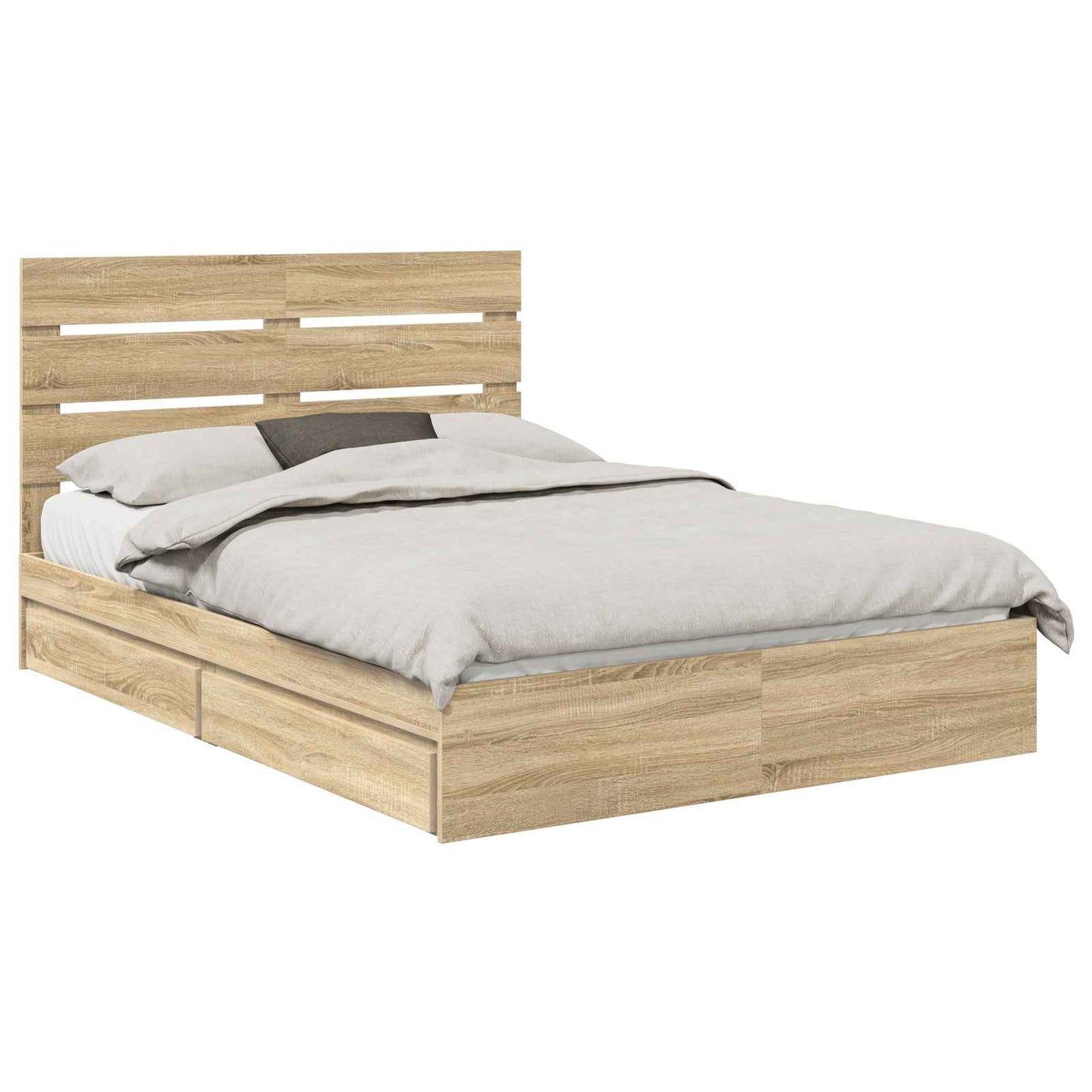 Letto con Contenitore con testiera Rovere Sonoma 140 x 200 cm | homemem39