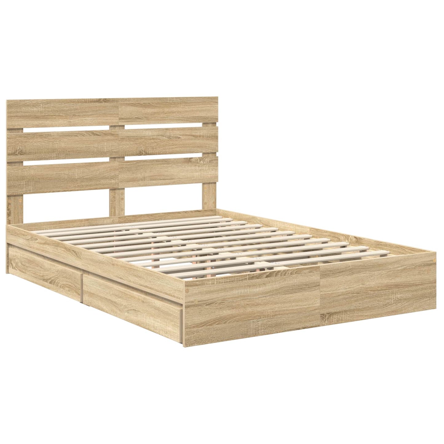 Letto con Contenitore con testiera Rovere Sonoma 140 x 200 cm | homemem39